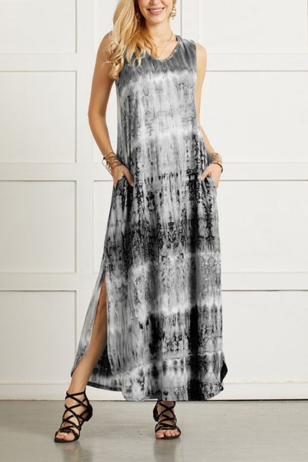 CM | MAXI VESTIDO ESTAMPADO DE COLORES SIN MANGAS