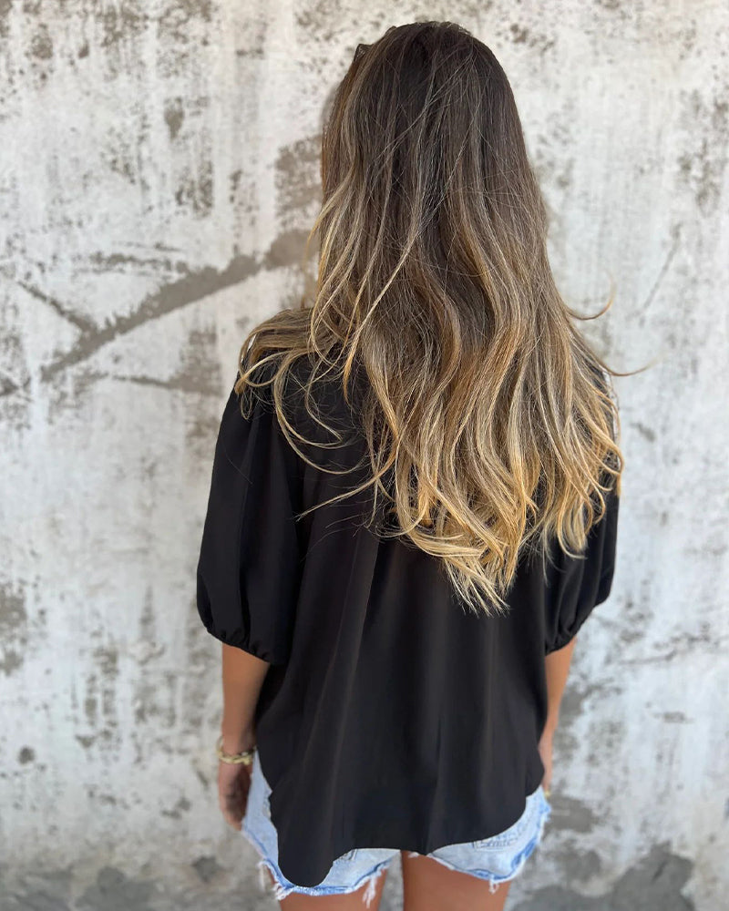 CM | Blusa Casual Moda Manga Corta Unicolor
