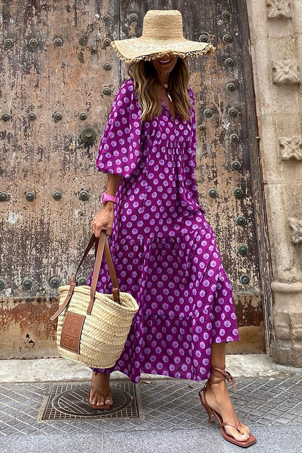 CM | Vestido midi con mangas abullonadas