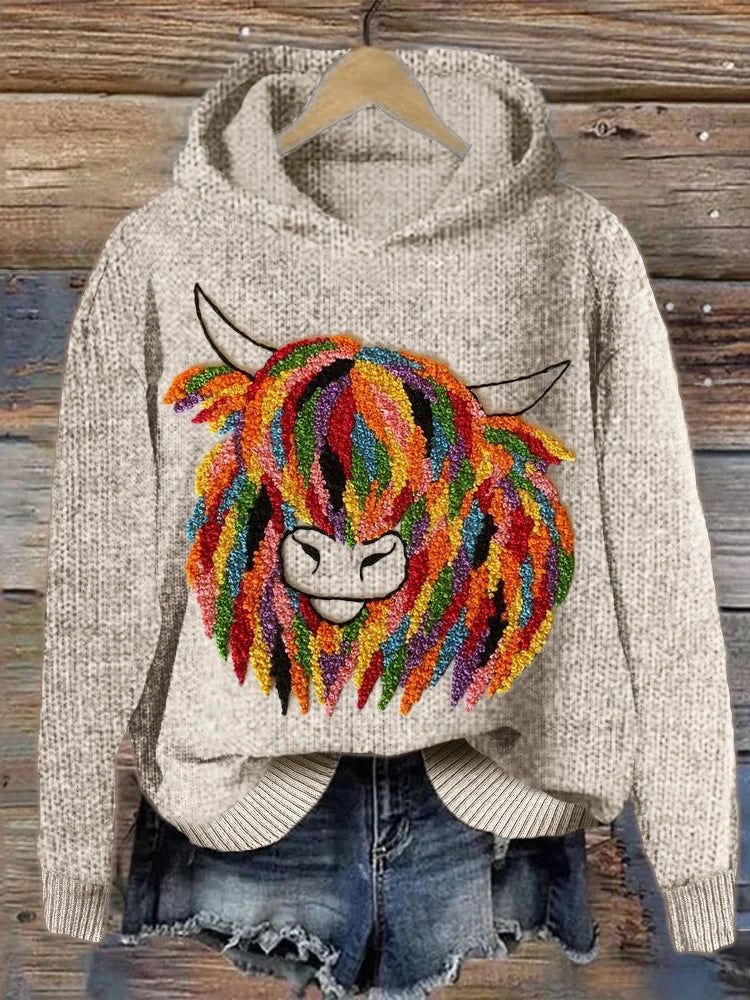 CM | Arte de la vaca de colores Jersey de punto acogedor