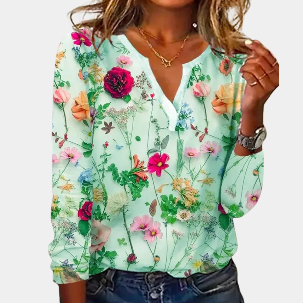 CM | Blusa casual de mujer con estampado floral