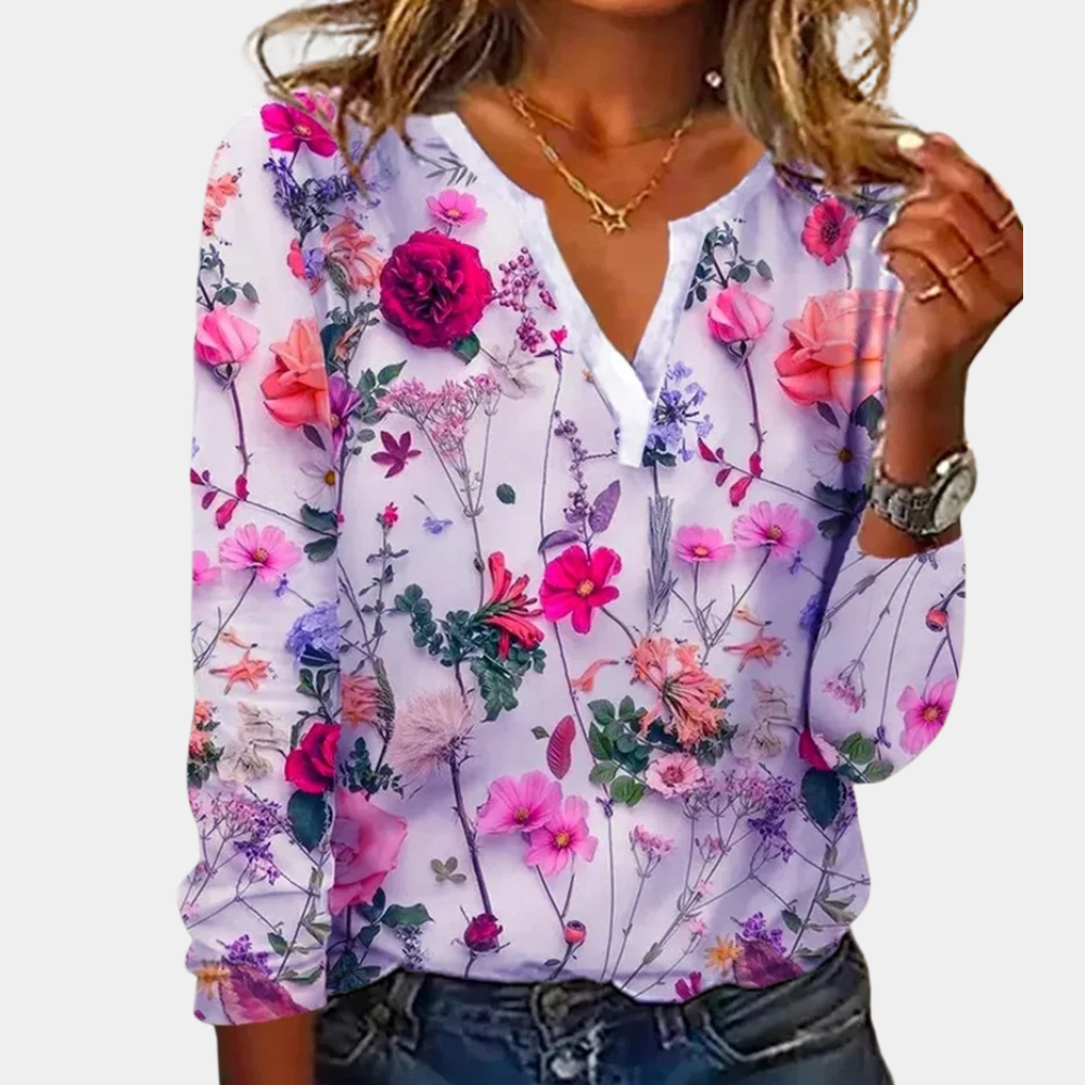 CM | Blusa casual de mujer con estampado floral