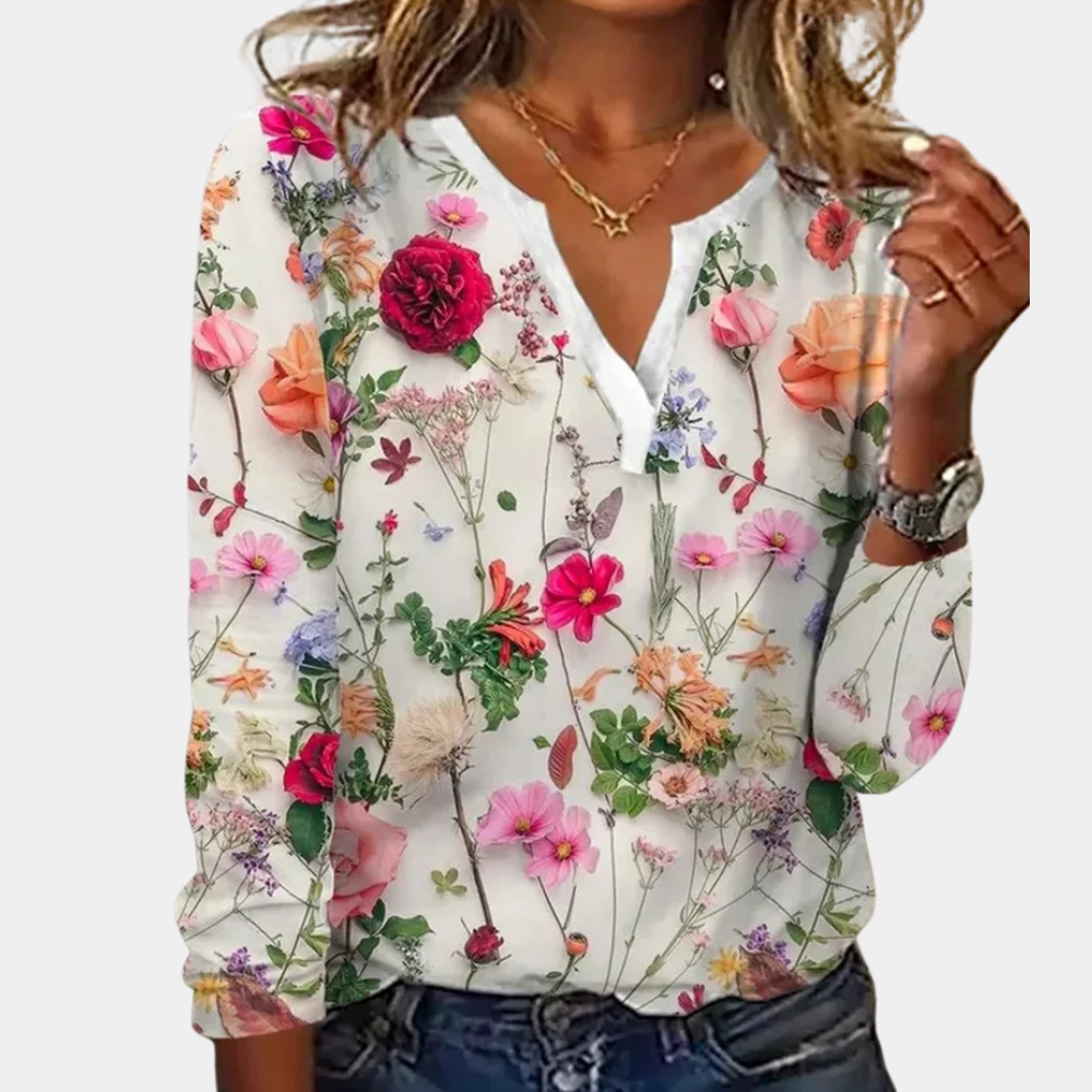 CM | Blusa casual de mujer con estampado floral