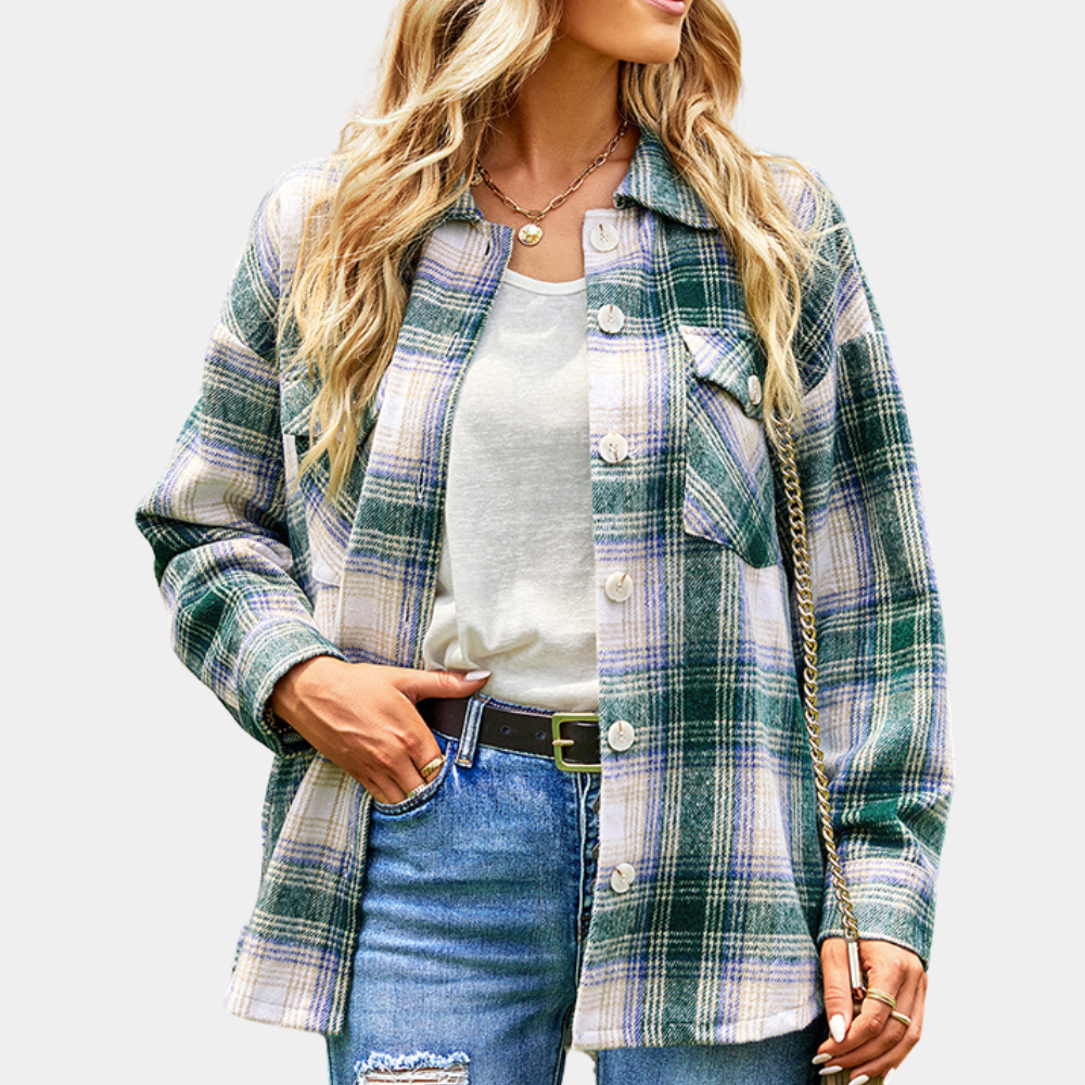 CM | Blusa clásica de cuadros para mujer