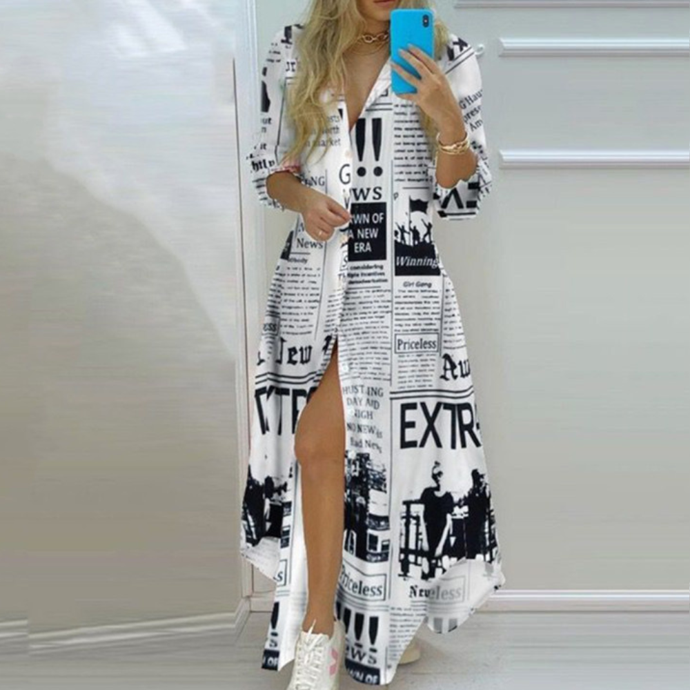 CM | elegante maxi vestido de manga larga para ocasiones informales y formales