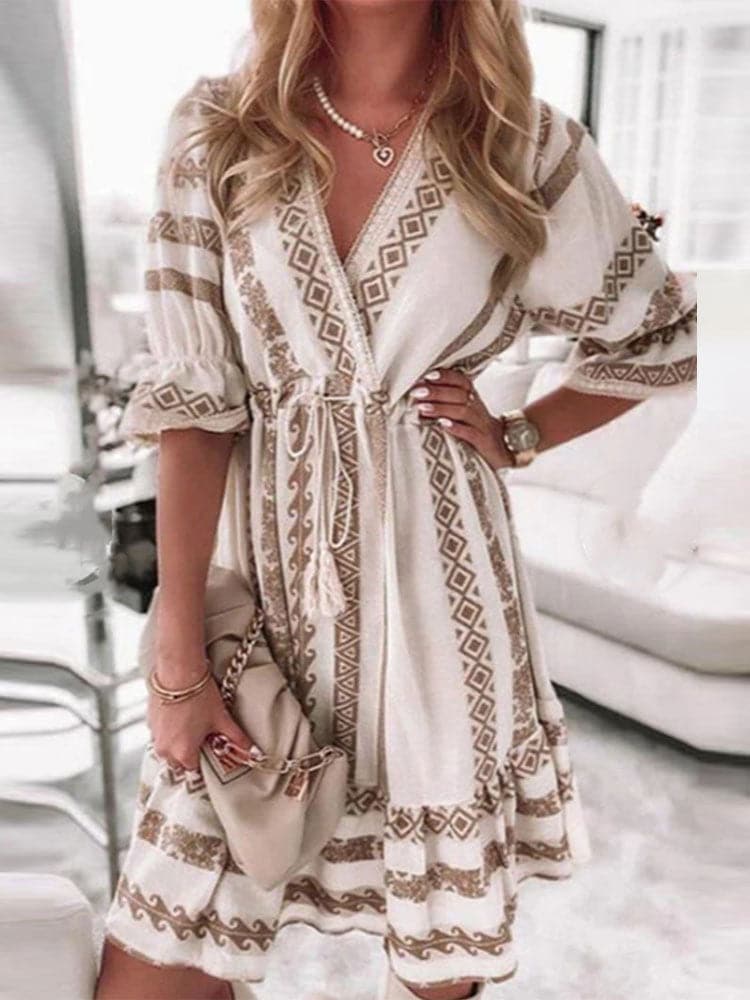 CM | Minivestido casual con estampado de rombos