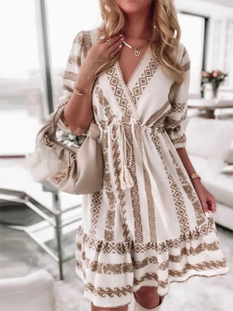 CM | Minivestido casual con estampado de rombos