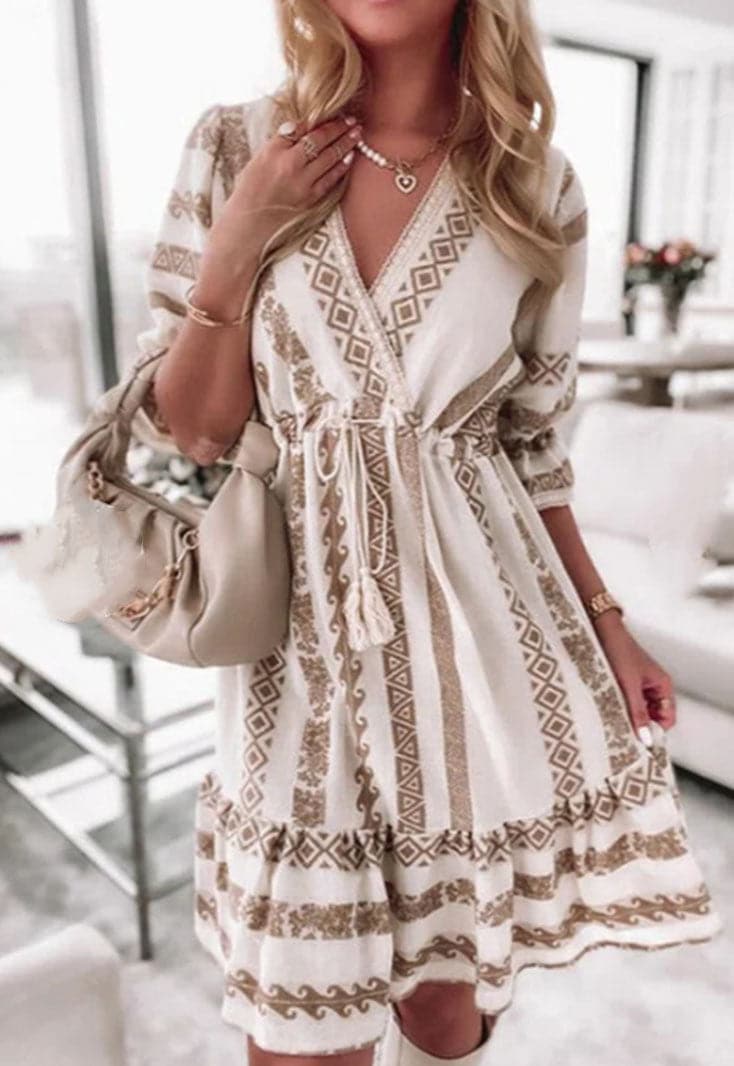 CM | Minivestido casual con estampado de rombos