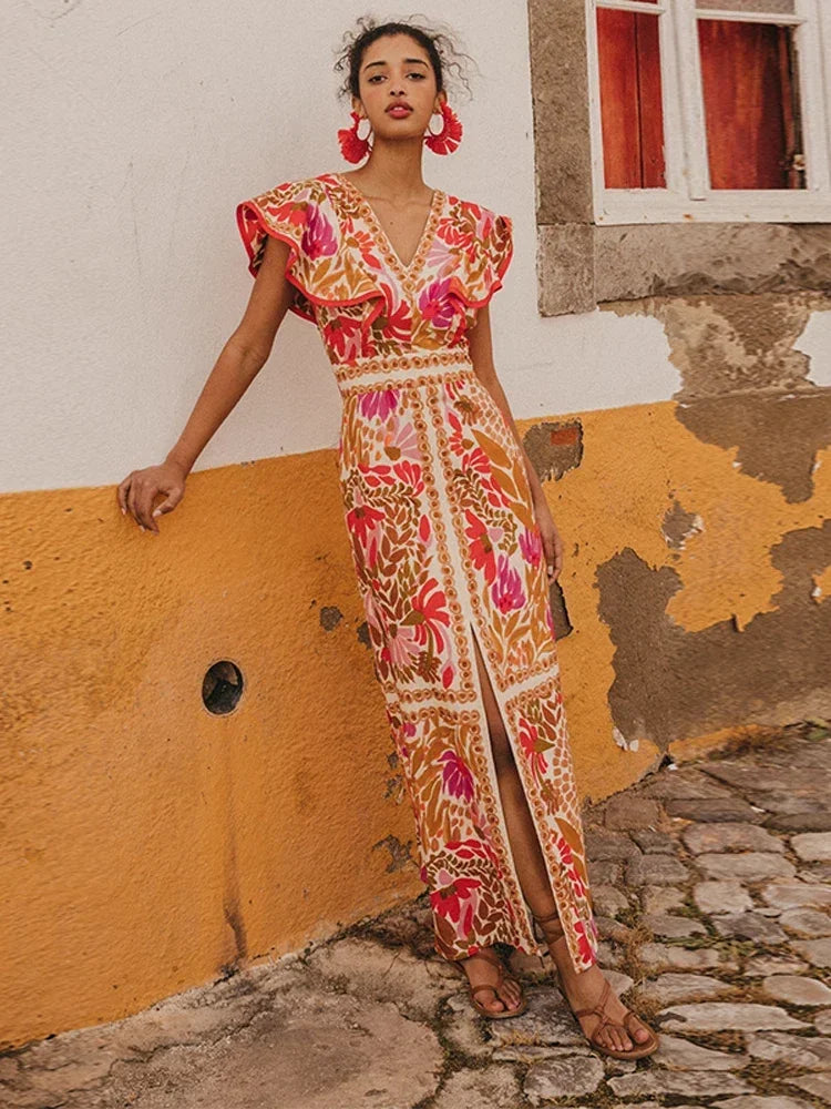 CM | Elegante vestido largo vintage con originales y sofisticadas mangas