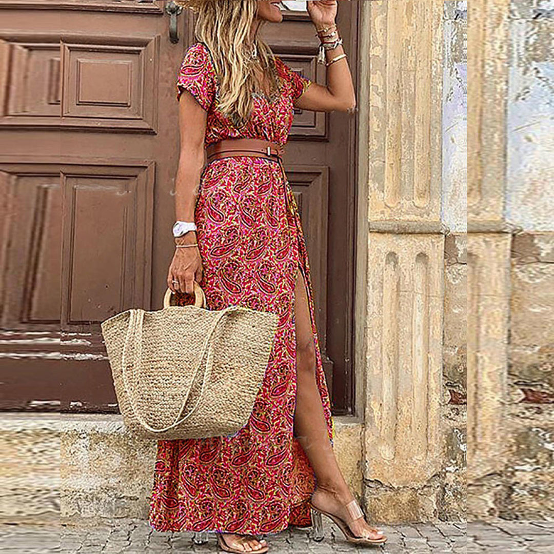 CM | Vestido maxi boho con cinturón