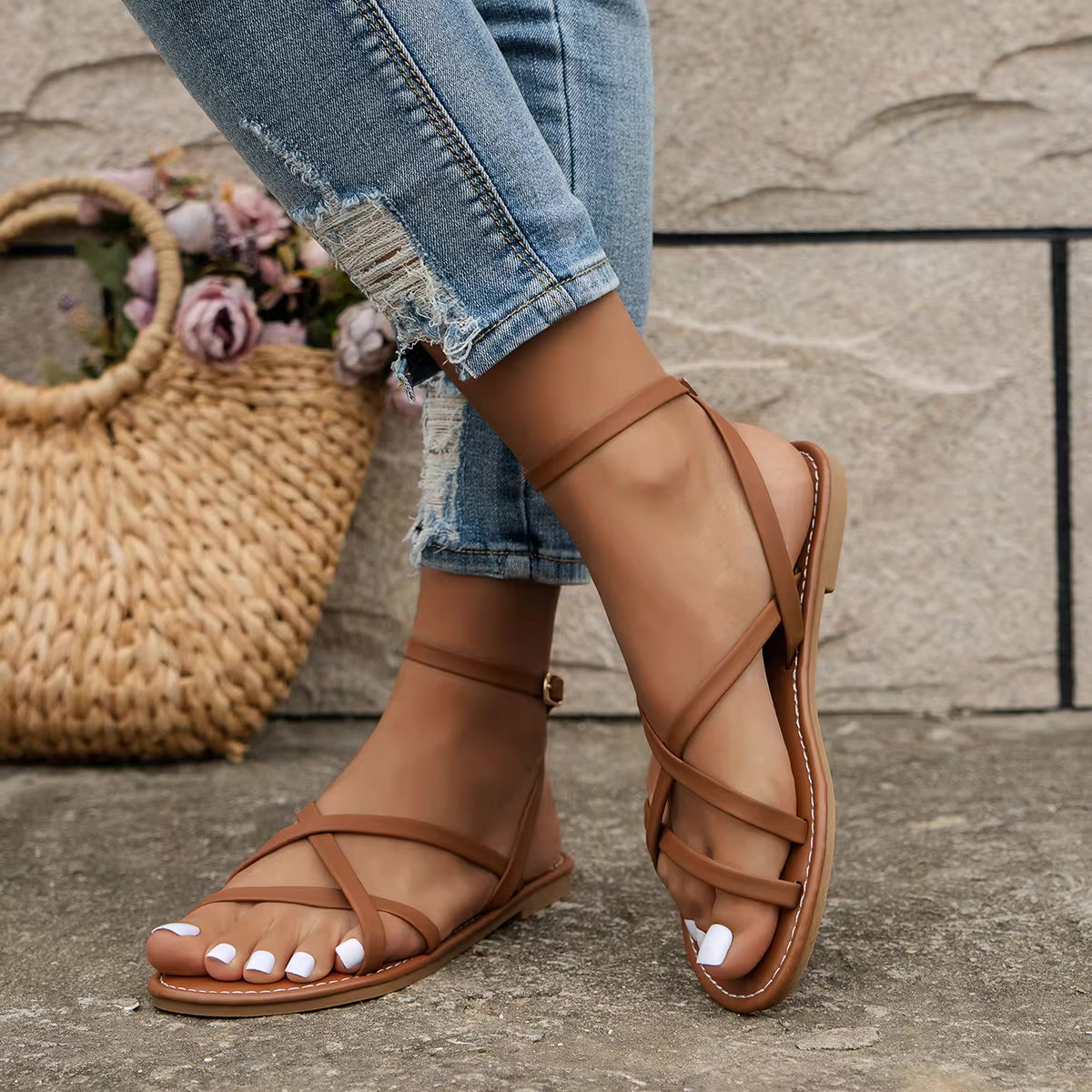 CM | - Elegantes sandalias romanas de playa