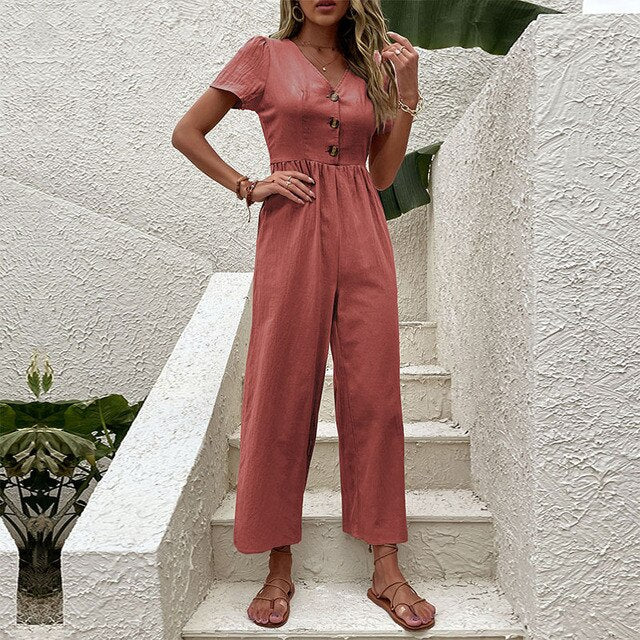CM | Casual Chic mono de manga corta para mujer
