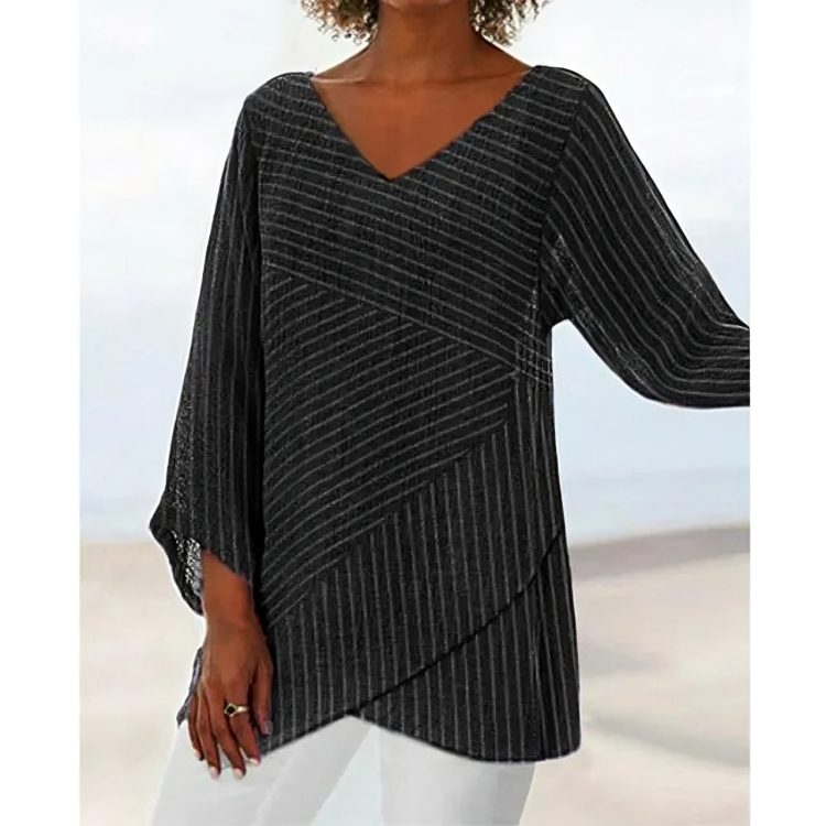 CM | Blusa casual a rayas de manga larga para mujer