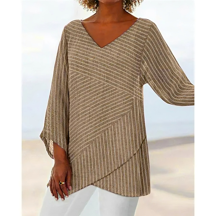 CM | Blusa casual a rayas de manga larga para mujer