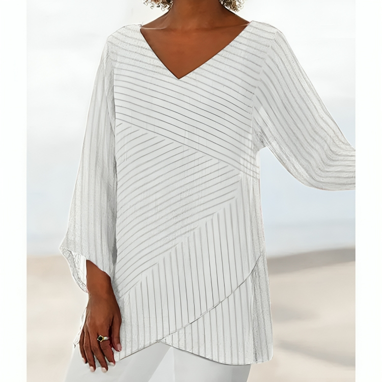 CM | Blusa casual a rayas de manga larga para mujer