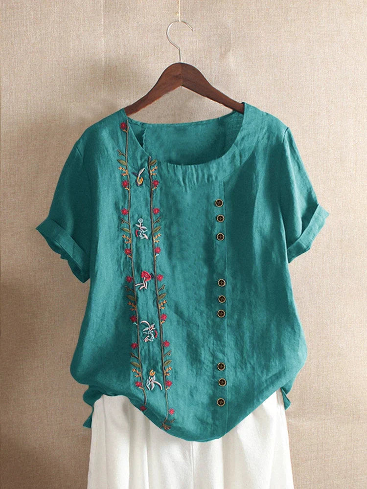 CM | Blusa Bordada Rosa Manga