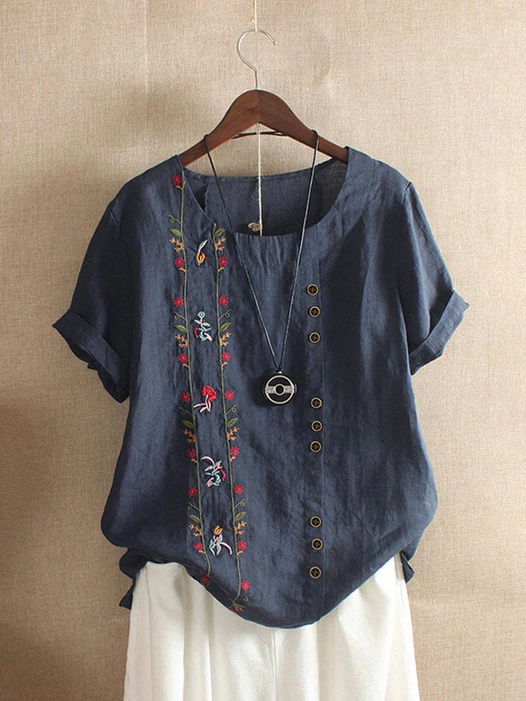 CM | Blusa Bordada Rosa Manga