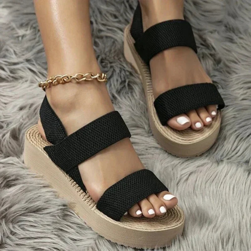 CM | | Elegantes sandalias con tacón de cuña para mayor comodidad