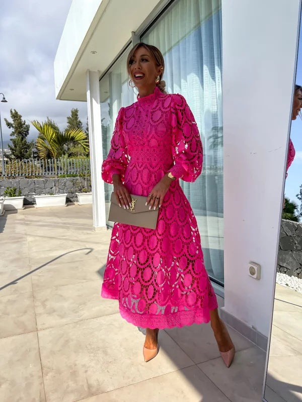 CM | Elegante vestido midi de encaje francés