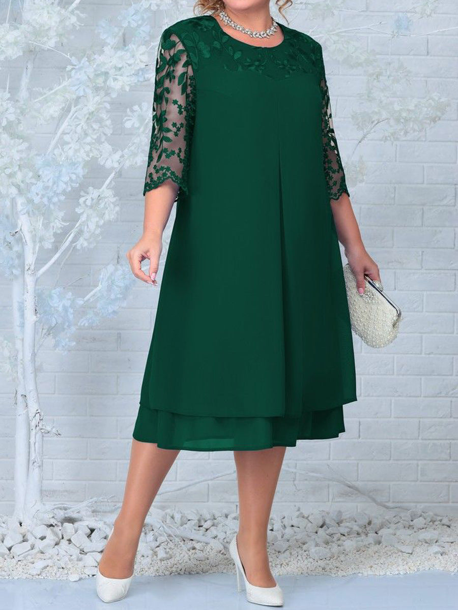 CM | Vestido midi de algodón con hombros de encaje