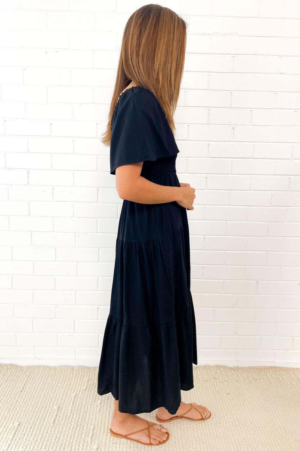 CM | Femenino vestido midi sin hombros