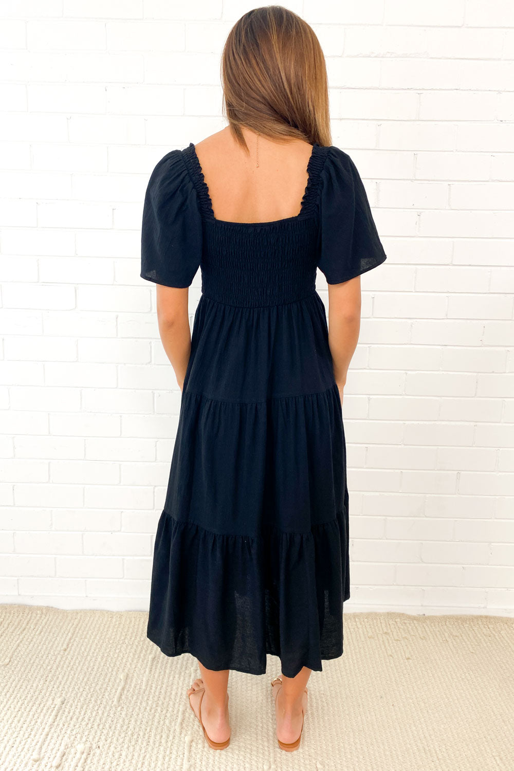 CM | Femenino vestido midi sin hombros