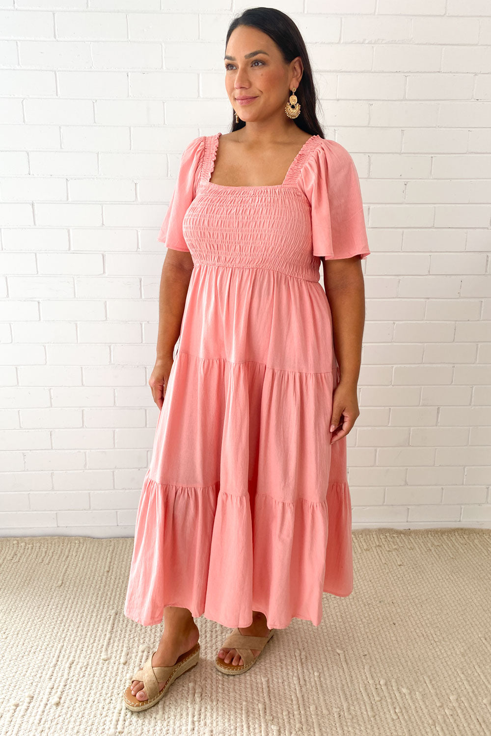 CM | Femenino vestido midi sin hombros