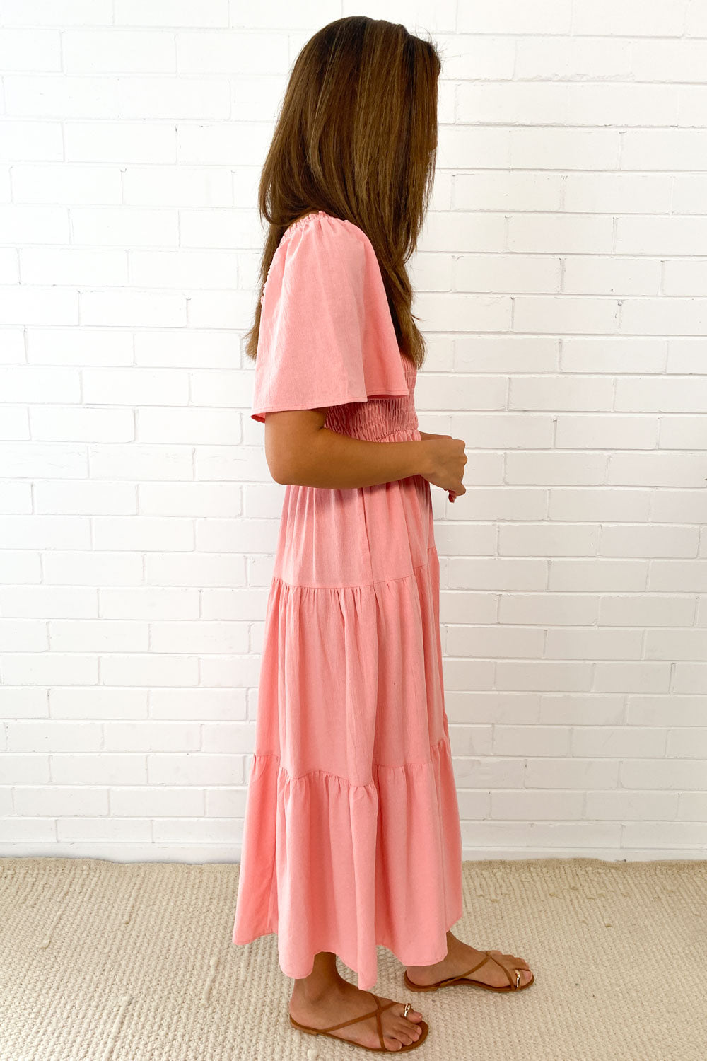 CM | Femenino vestido midi sin hombros