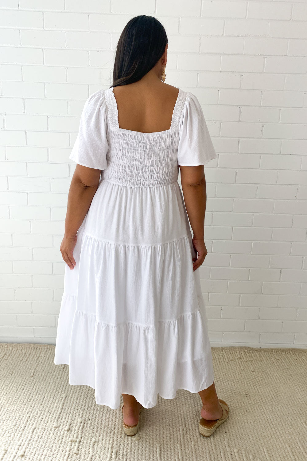 CM | Femenino vestido midi sin hombros