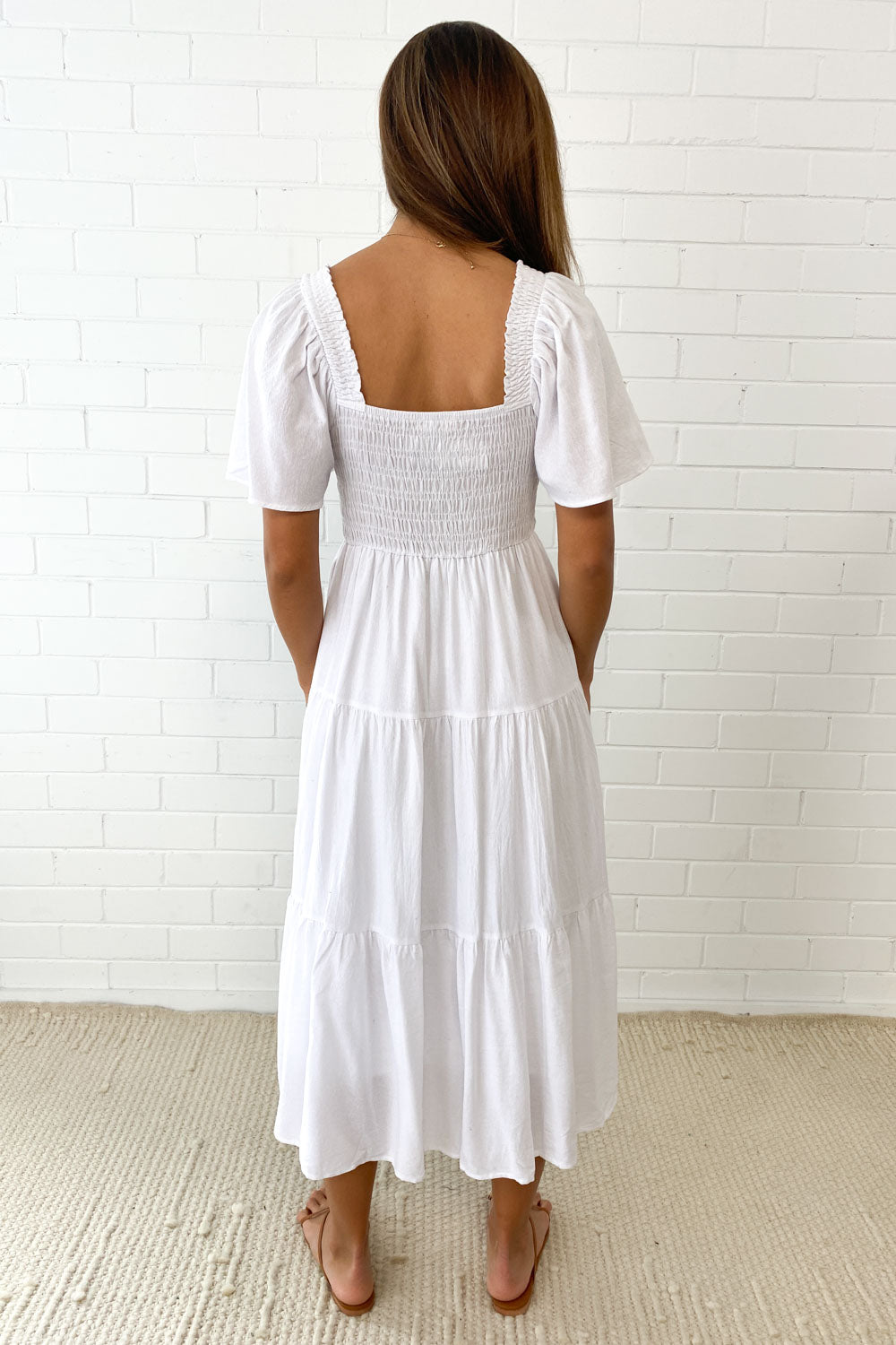 CM | Femenino vestido midi sin hombros