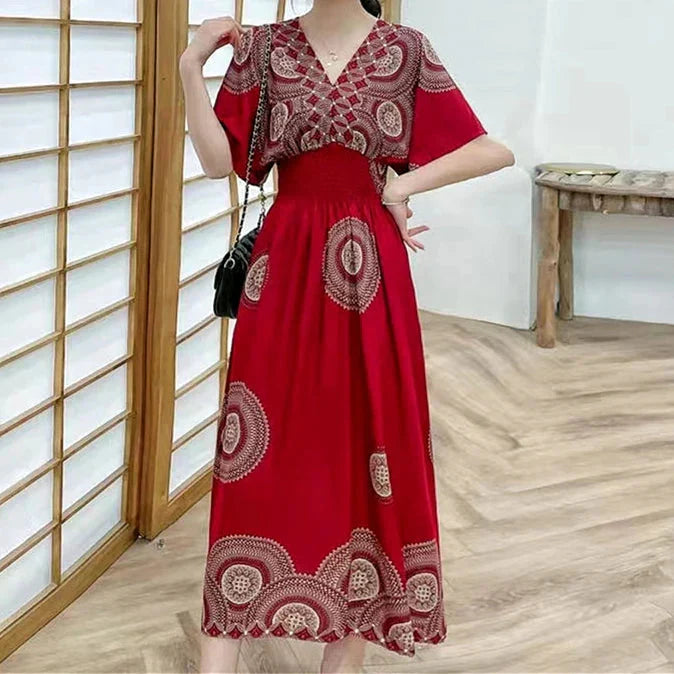 CM | maxi vestido boho con estampado floral y mangas kimono
