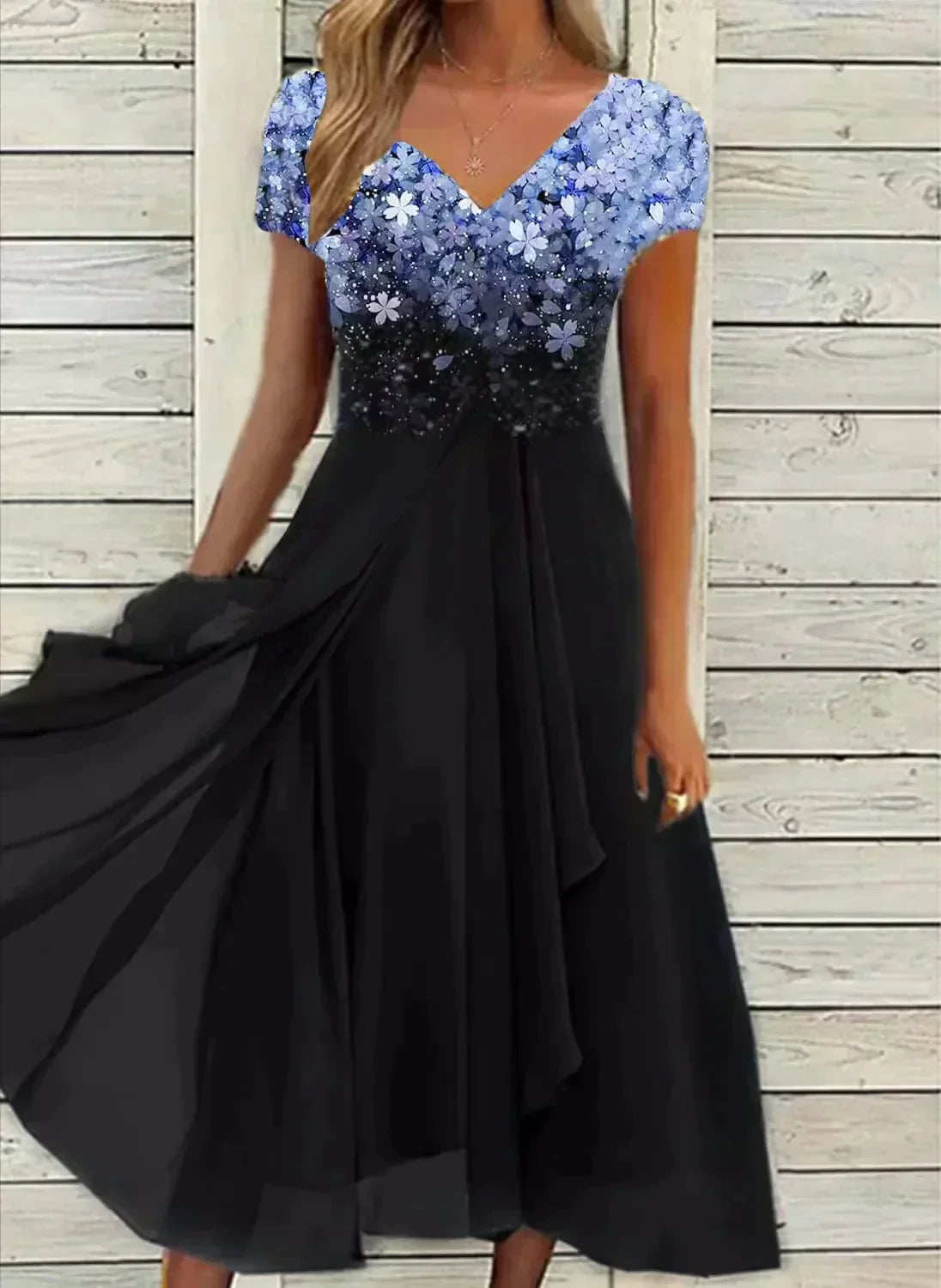 CM | elegante vestido midi con falda amplia