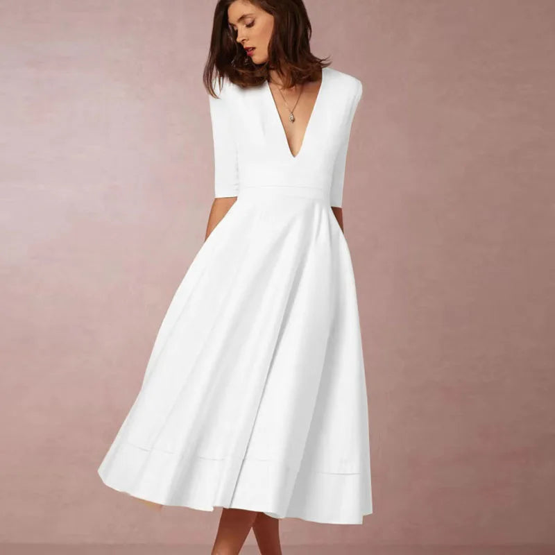 CM | elegante vestido midi de aspecto vintage para mujer