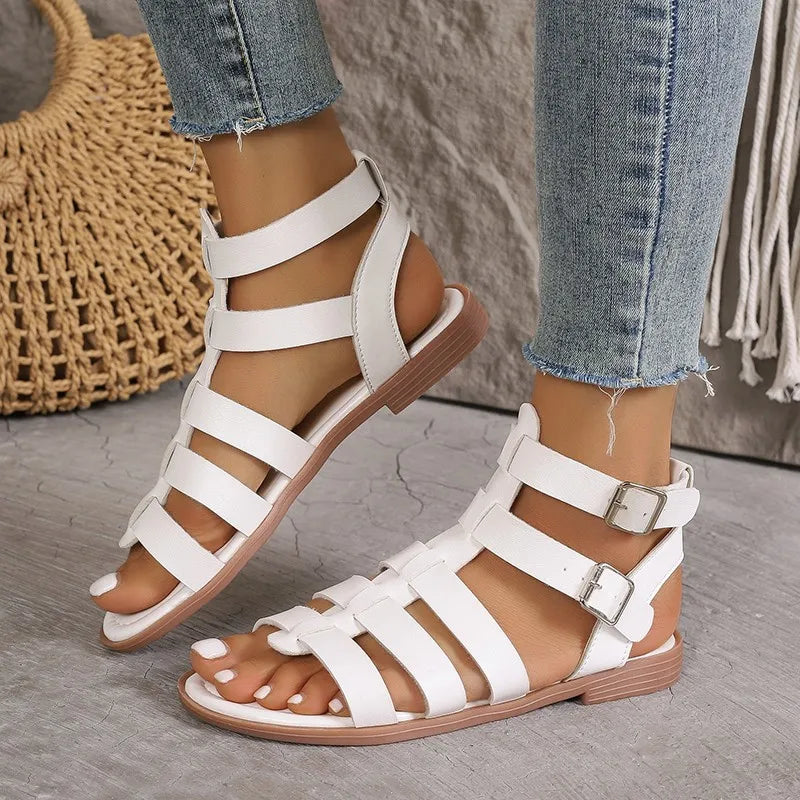 CM | | Elegantes Sandalias para Mujer Marrón Blanco