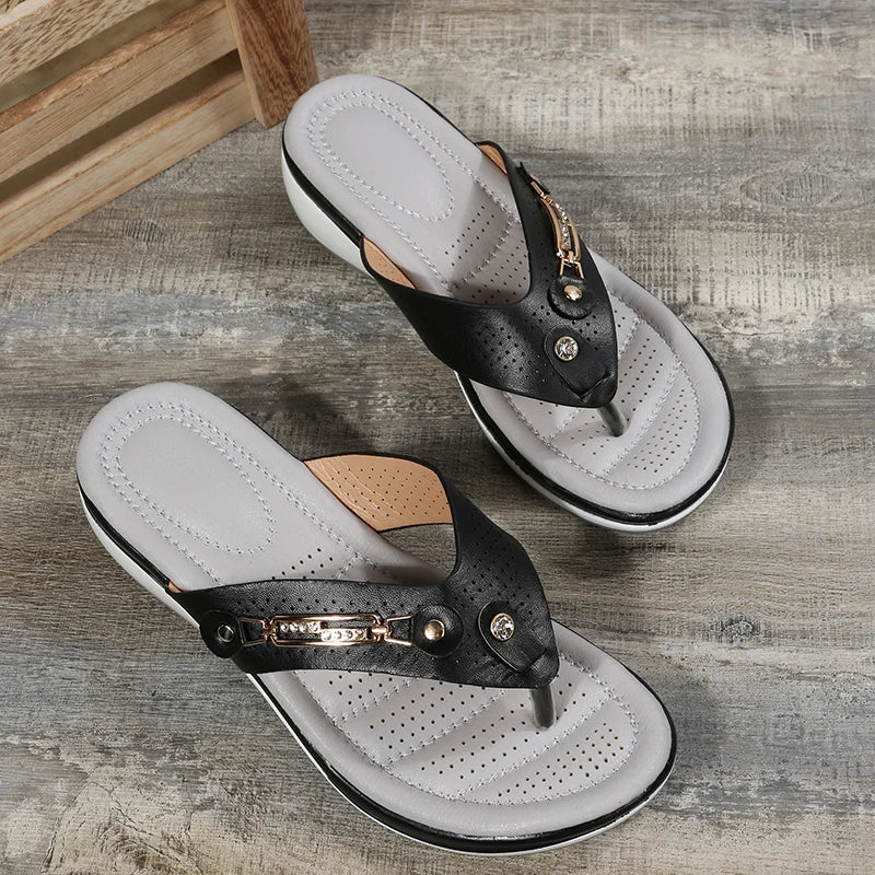CM | Señoras Cuñas Clip Toe Sandalias Al aire libre Zapatillas Casual Señoras