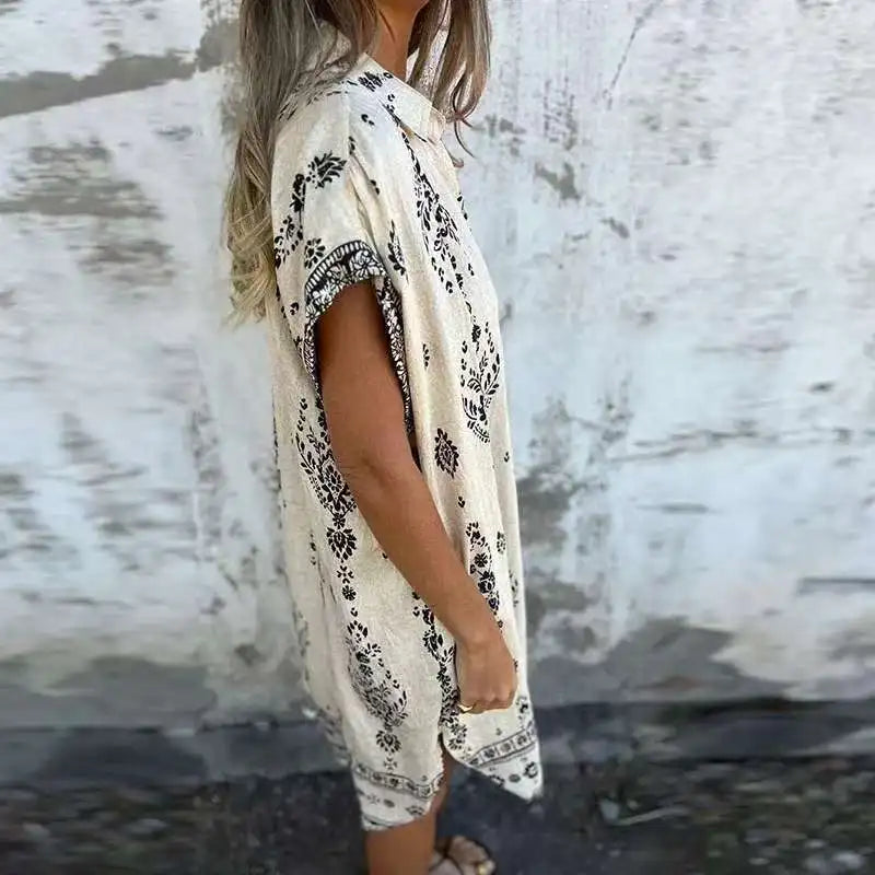 CM | Vestido midi con bolsillos abotonados