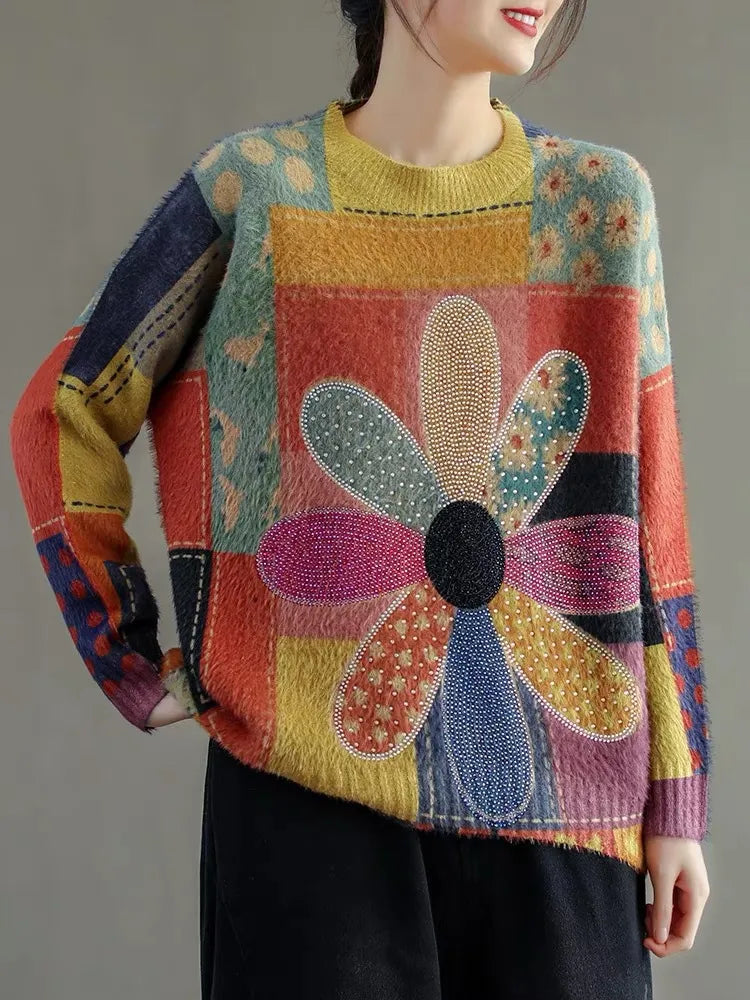 CM Elegante jersey con estampado floral