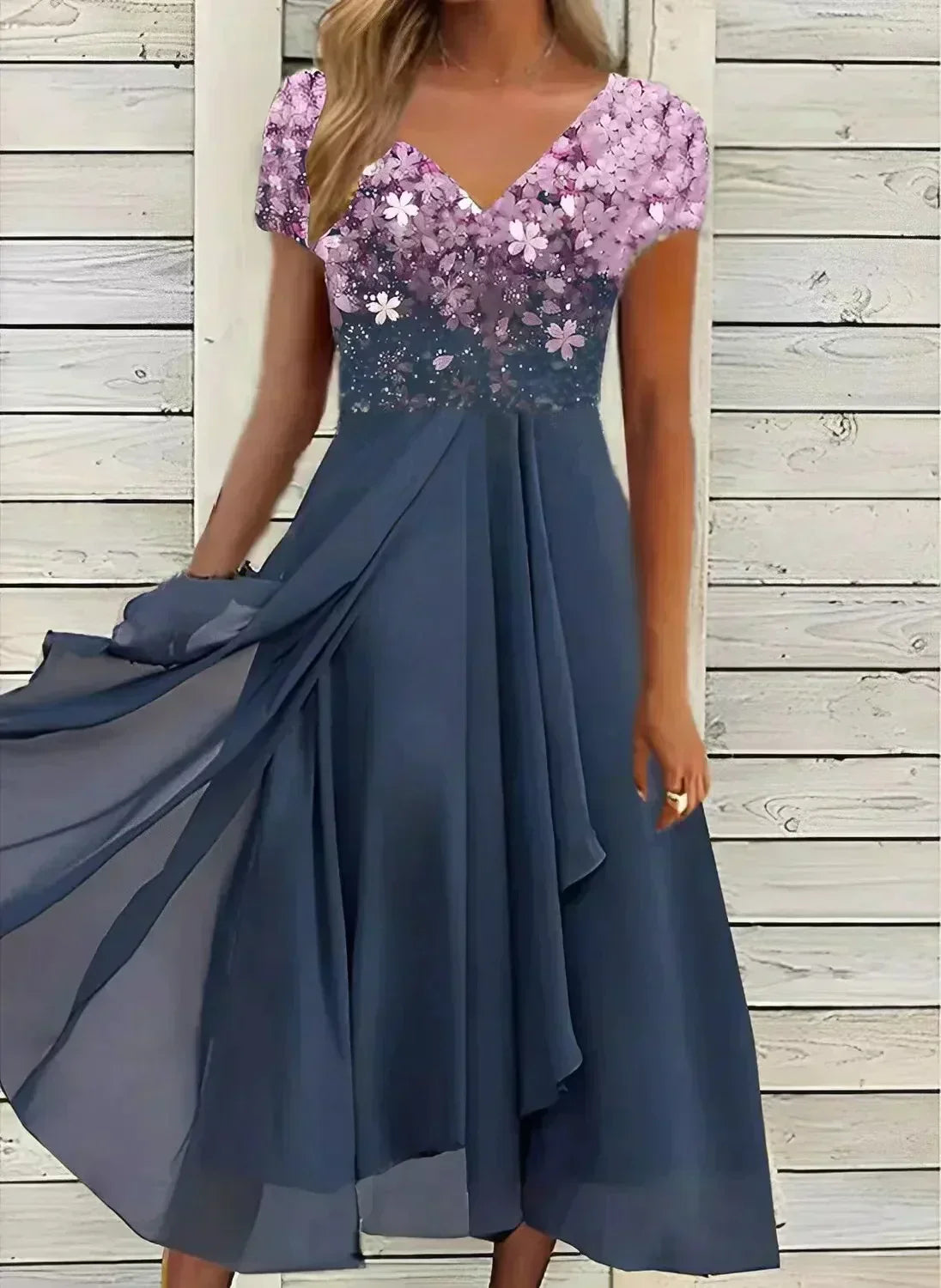 CM | elegante vestido midi con falda amplia