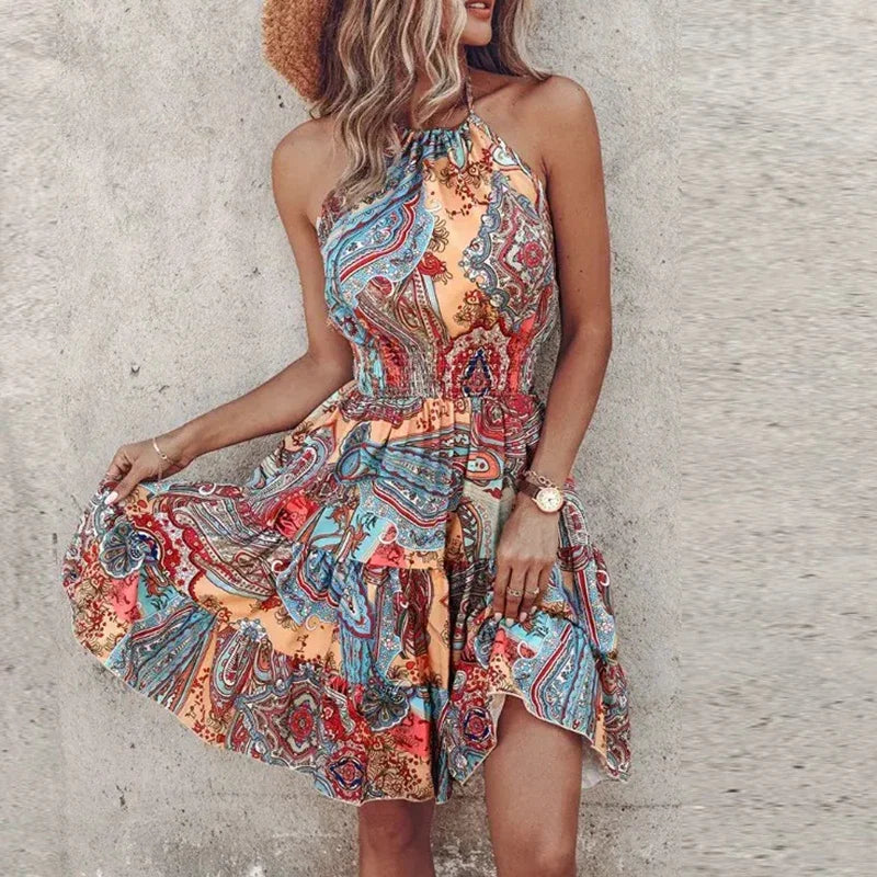 CM | Minivestido estampado irregular sin espalda