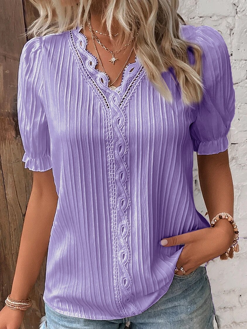 CM | Blusa Blusa de encaje con mangas abullonadas