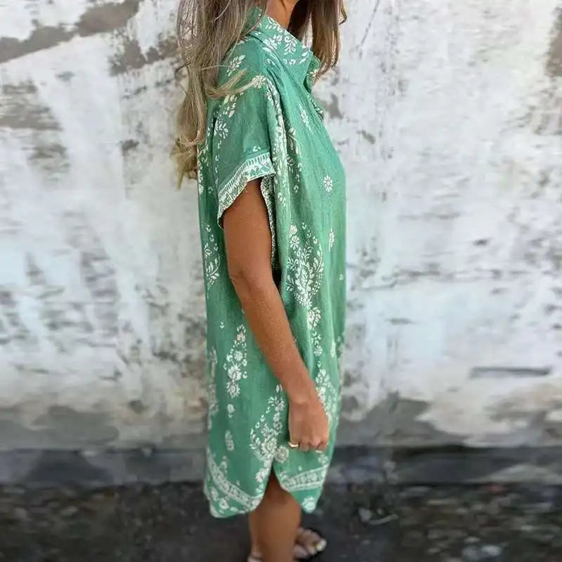CM | Vestido midi con bolsillos abotonados