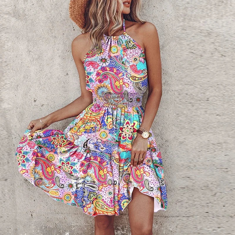 CM | Minivestido estampado irregular sin espalda