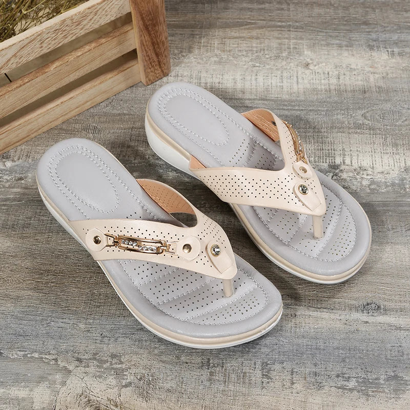 CM | Señoras Cuñas Clip Toe Sandalias Al aire libre Zapatillas Casual Señoras