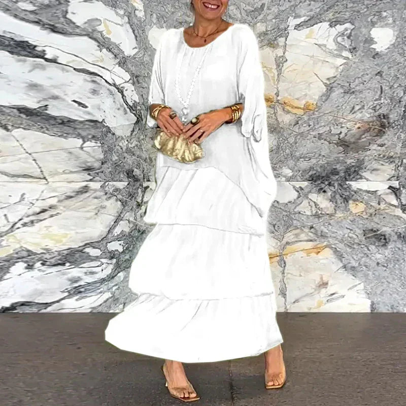 CM | Vestido maxi fluido en un look a capas