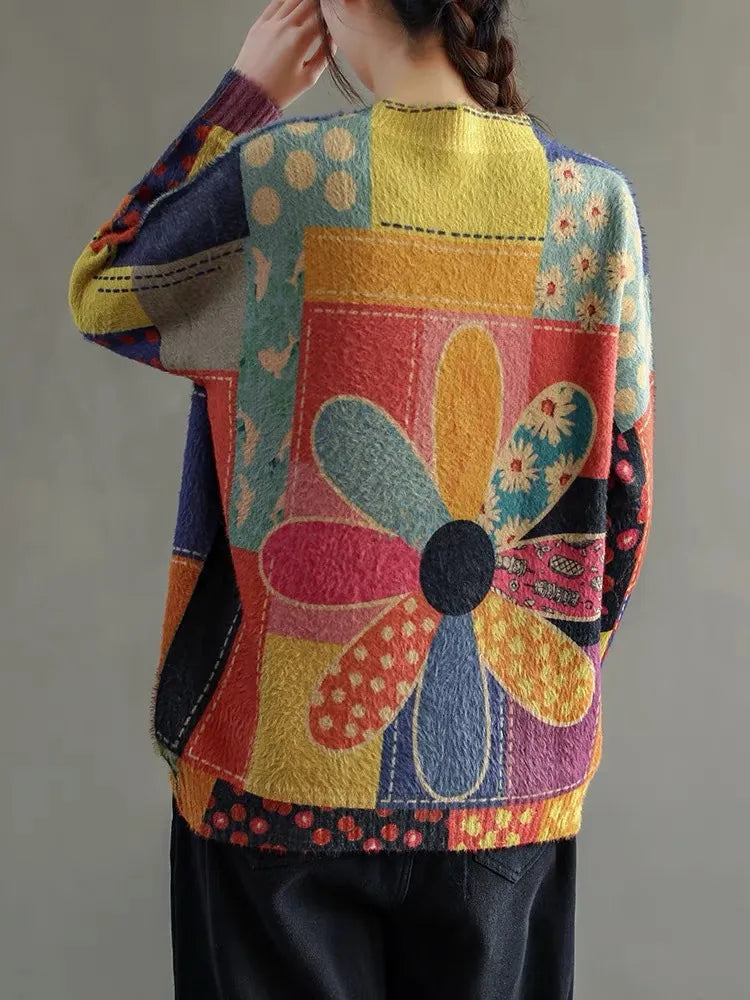 CM Elegante jersey con estampado floral