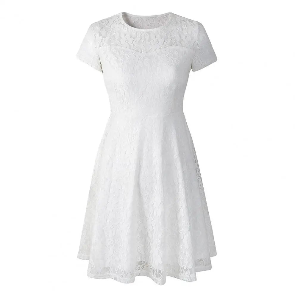 CM | Elegante más tamaño mini vestido de verano A-line escote redondo estilo