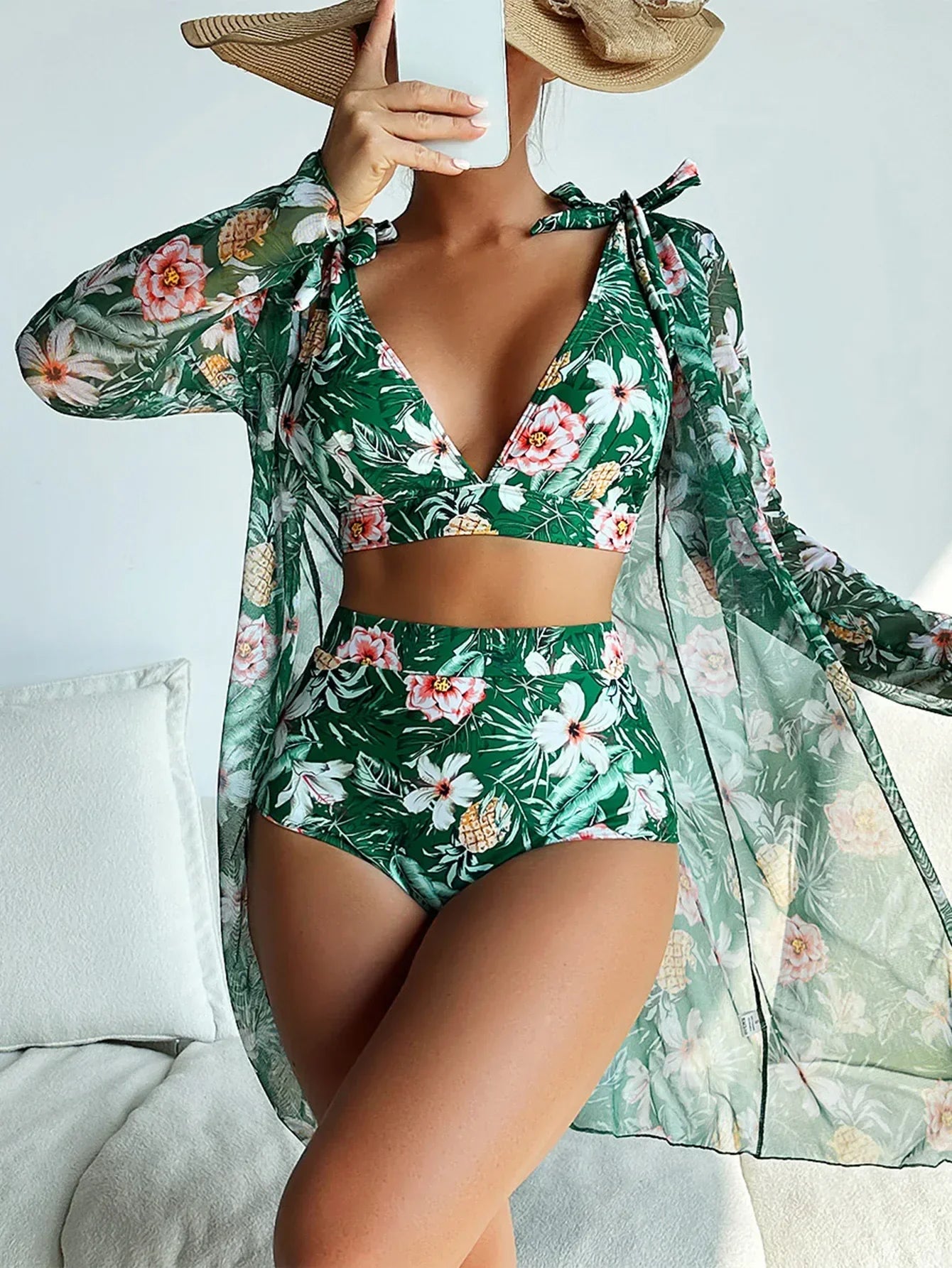 CM | Bikini sexy con estampado floral y superposición