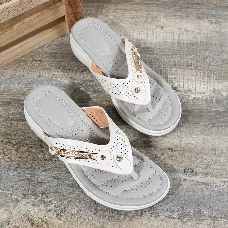 CM | Señoras Cuñas Clip Toe Sandalias Al aire libre Zapatillas Casual Señoras
