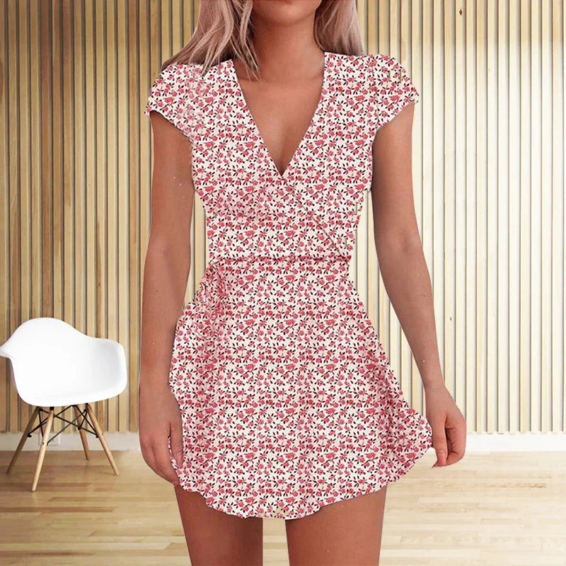 CM | Vestido corto casual con escote en V para primavera/verano