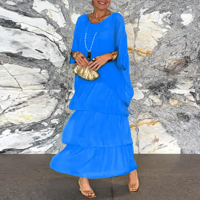 CM | Vestido maxi fluido en un look a capas